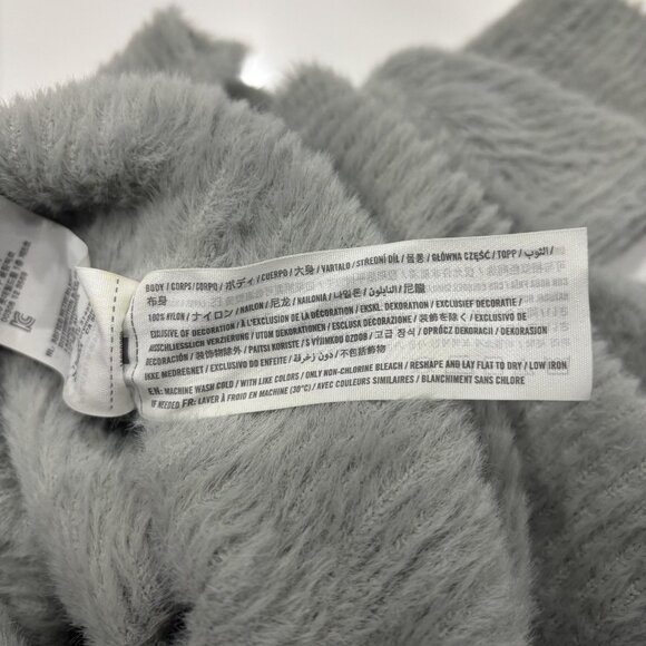 Abercrombie Fitch S Gray Half Zip Fur Furry Long Sleeve Side Split Crop Sweater - Picture 8 of 10